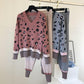 2pcs/set Women Knit Leopard Pullover Sweater+Pants 2 piece Sets ladies Jumpers Trousers 2 PCS Outfits