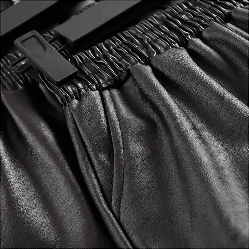 Leather Bottoming Women's Winter Stitching Lamb Wild Burrs Korean Version of PU Leather Pants Tide Thin Shorts Boots Pants