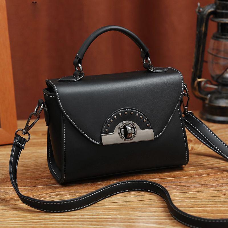 Rivet Crossbody Bag Women Leather Burglar Waterproof Wear-resistant Dark Buckle Tote Shoulder Bags