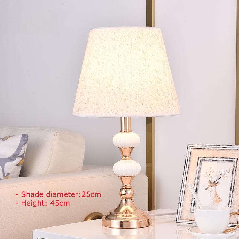 French Rustic Desk Light Fabric Lampshade Princess Room Deco Table Lamps Bedroom Lighting Fixtures