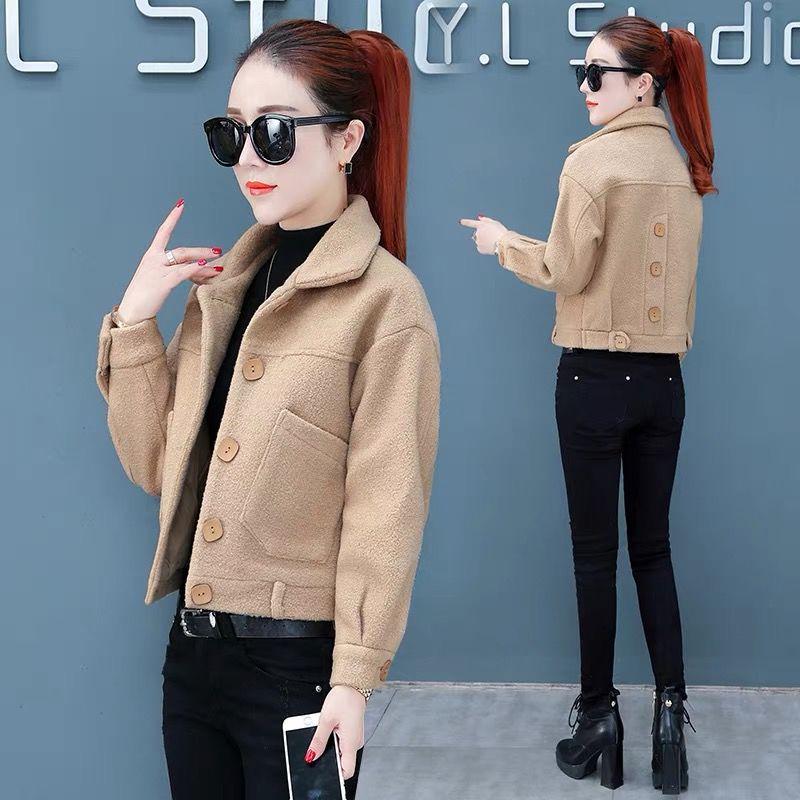 Short Woolen Coat Jacket Female 2019 Autumn Popular Loose Thick Woolen Coat Women Clothing