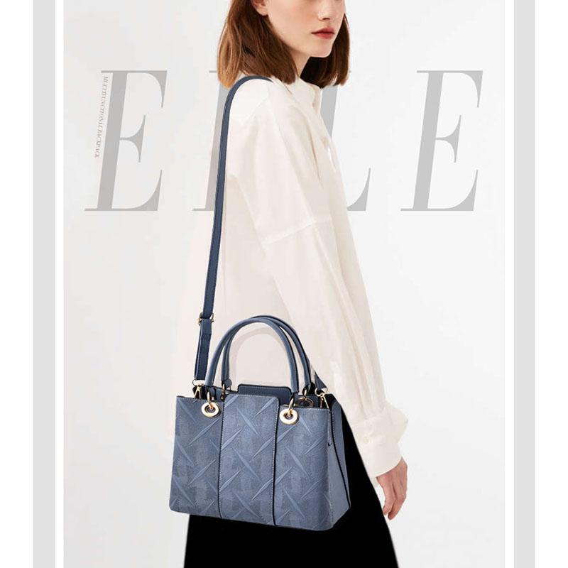 Luxury Top-Handle Bags Solid Color High Quality PU Leather Handbags for Women Bags Large Capacity Personality European Style Crossbody Bag