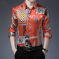 High-end Printed Mulberry Silk Men's Shirt Loose Business Casual Long-sleeved Handsome Shirt