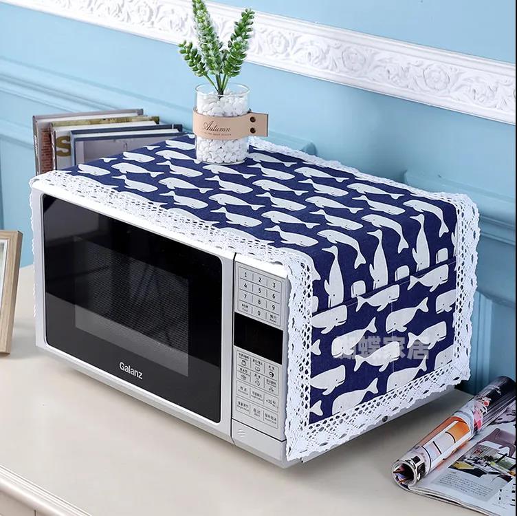 Pastoral Fabric Microwave Oven Cover Towel Refrigerator Washing Machine Universal Cotton and Linen Dust Protection Cover Household Storage Cover Cloth