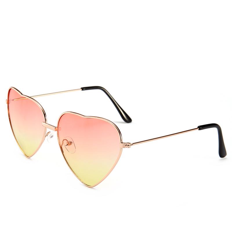 Vintage Heart Shaped Sunglasses Women Brand Designer Red Ladies Metal Gradient Lens Sun Glasses Men