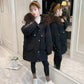 Girls' Warm and Windproof Cotton Coat Mid-length Thick and Velvet Autumn and Winter Jacket