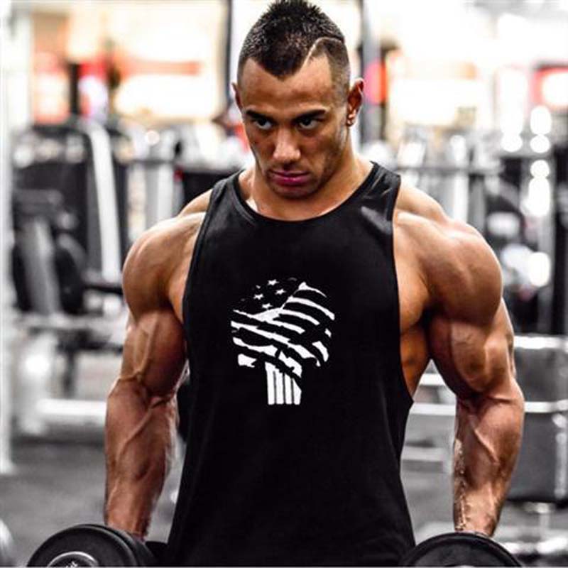 Muscular Man Fitness and Bodybuilding Training Sleeveless Vest Loose Waistcoat T-shirt