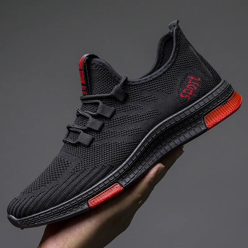 Men's Spring Autumn Large Size Solid Color Lightweight Soft Sole Flat Sports Shoes Breathable Sneakers