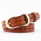 Hollow leather belt ladies leather thin belt fashion hipster students solid color belt