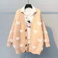 Autumn and Winter Loose Mid-length Cardigan Lazy Heart-shaped Sweater Student Casual Jacket