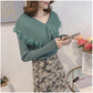 Double Layer Lotus Leaf Collar Sweater Fashion Flared Sleeve Sweater Autumn and Winter Ins Blouse