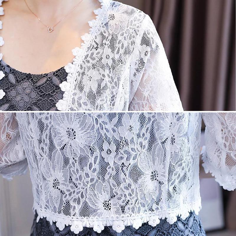 Summer Short Coat Hollow Out Lace Cardigan Women Solid Color Thin Shawl  Sun Protection