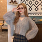 Spring Long-sleeved Sweater Women Loose Temperament Goddess Lazy Style Knit Sweater Top V-neck Pullover Loose Slim Knit Top