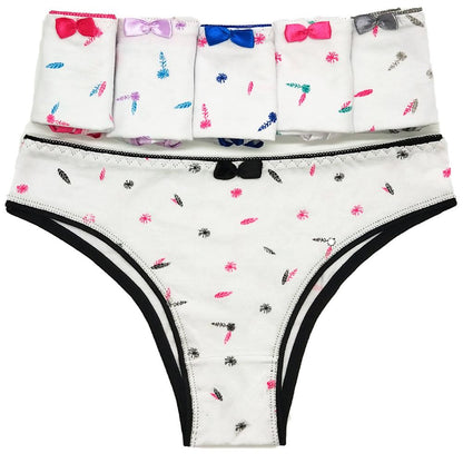 Fashion 6 pcs/lot Printed Sexy low Waist Briefs white Panties Cotton  Women's Underwear