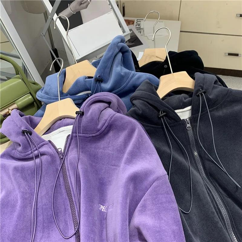 Women's Autumn and Winter Sweater Student Loose Plus Velvet Thick Casual Cardigan Korean Style Ins Jacket Casual Loose Top