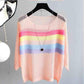 Cutout Knit Sun Blouse Loose Thin Top Women's Contrast Stripe Cutout Hollow Knit Sweater Women's Sexy See-through Dress