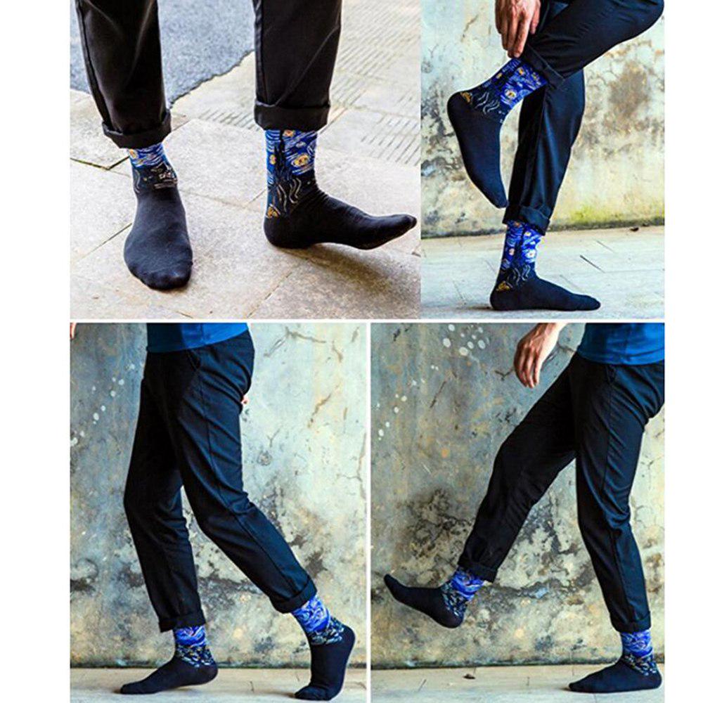 WTEMPO 5 pair/lot Painting Art Happy Socks Funny Novelty Starry Night Vintage Combed Cotton Socks