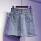 Pofulove Plus Size Women High Waist Irregular Denim Skirts Hip Skirt Anti-light Thin A-line Skirt