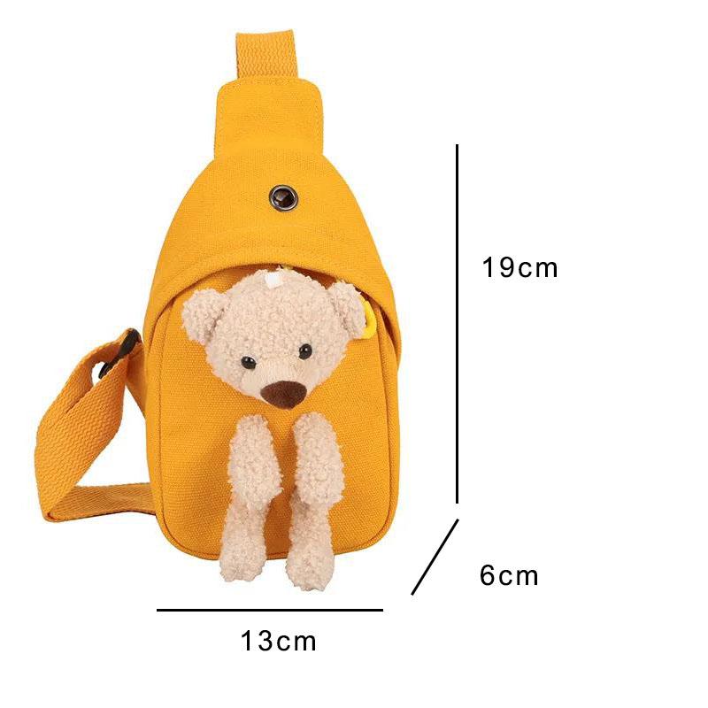 Cute bear Unisex Children Canvas Sling Bag Outdoor Travel Boy Girl Shoulder Bag