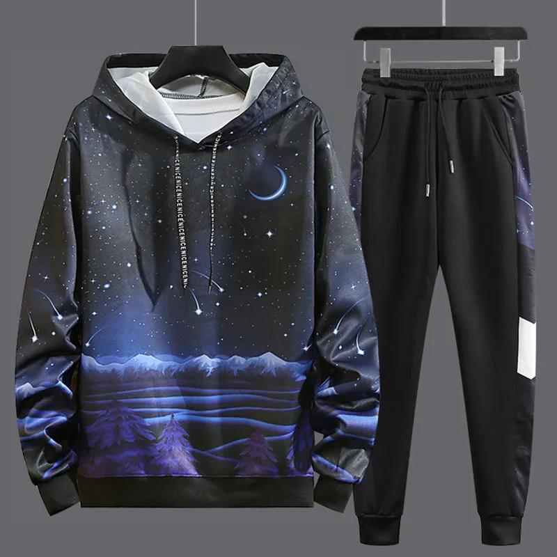 WTEMPO Men Hooded Pullover Suit Spring Campus Sportswear All-match Casual Clothing for Teenage Students