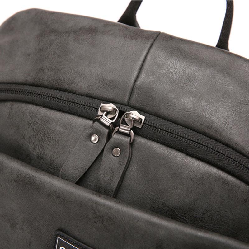 Leather Backpack Men Gray Anti-theft Waterproof Outdoor Travel Bag Student Book Computer Bags