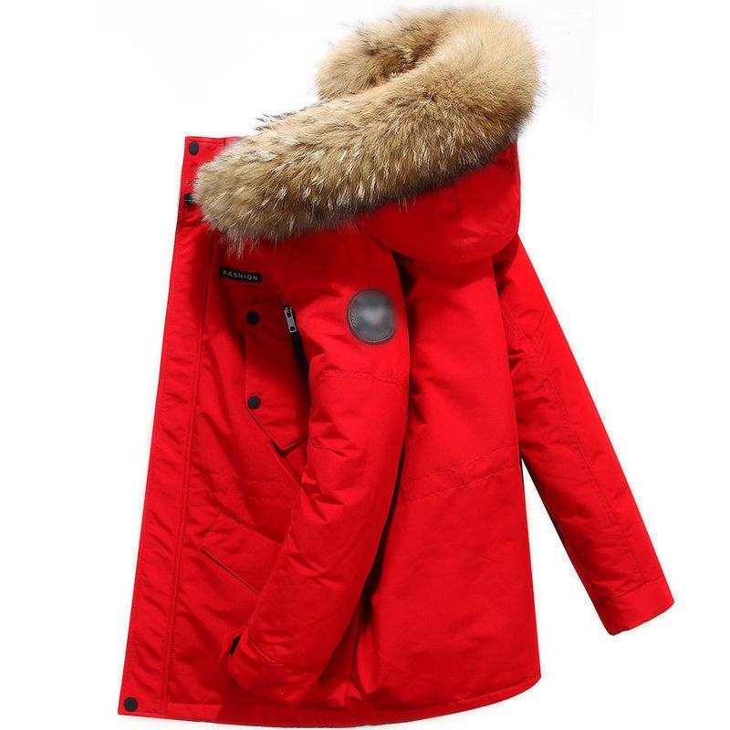 Winter Men's Down Jacket Mid-length Thick Plush Collar Down Jacket Casual Warm Jacket