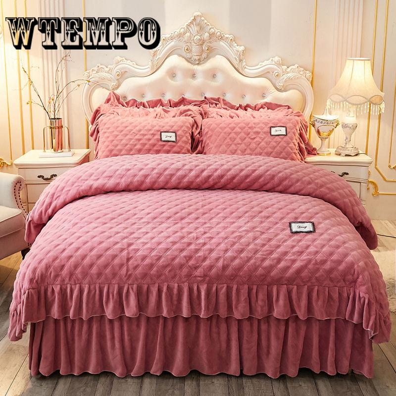 WTEMPO Velvet Bedding Sets Winter Warm Comforters Cover Luxury Solid Quilt Cover Christmas Bedding