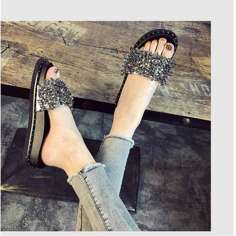 Sandals rhinestone sponge cake thick bottom ins sandals and slippers female summer wear fashion wild
