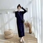 Long Sweater Over The Knee Retro Single-breasted Base Knitted Autumn and Winter Women's Dress