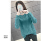 Warm O-neck Sweater Purple Color Rhombus Sweater Knitted Plain Sweater Women Knitwear Long Sleeve