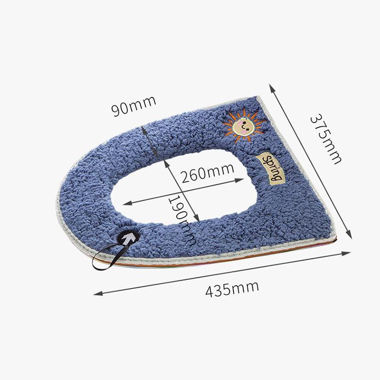 Lambswool Toilet Seat Covers Winter Warm Thick Toilet Seat Mat with Handle Sunshine Pattern Cartoon Cute Toilet Seat Cushion Bathroom Lavatory Pad