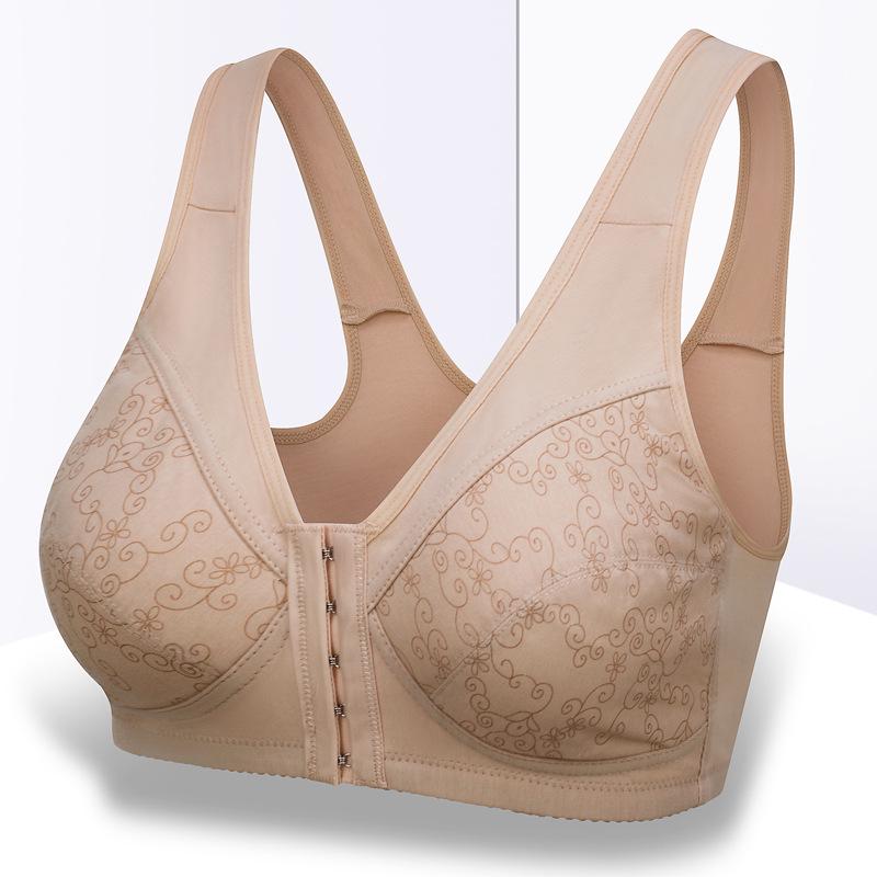 Thin Large Size No Steel Ring Sexy Front Buckle Pure Cotton Comfortable Soft Breathable Tank Top Anti-glare Anti-Sagging Bra
