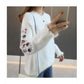 Round Neck Embroidered Top Loose Casual Long-sleeved Sweater All-match