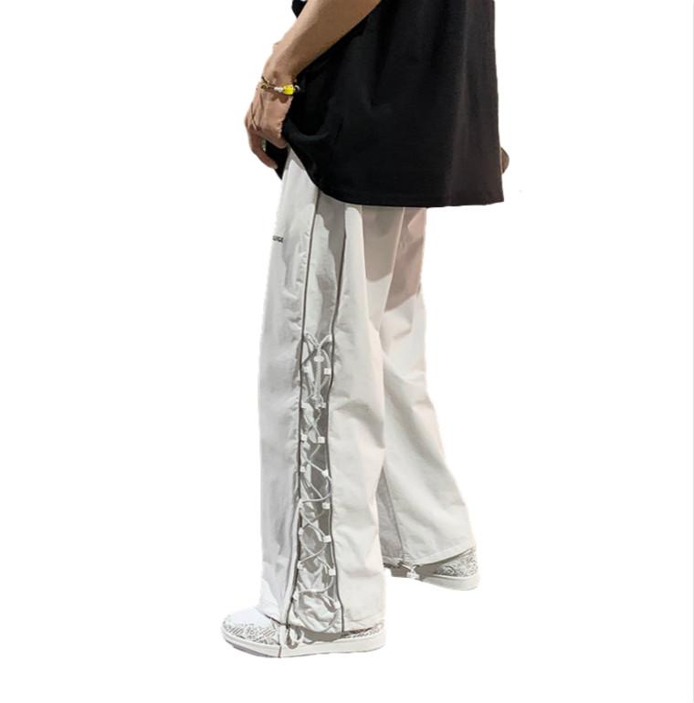 Summer Drawstring Woven Casual Pants Summer Straight Loose High Street Ins Tide Brand Wide-leg Sports Pants Men and Women The Same Paragraph