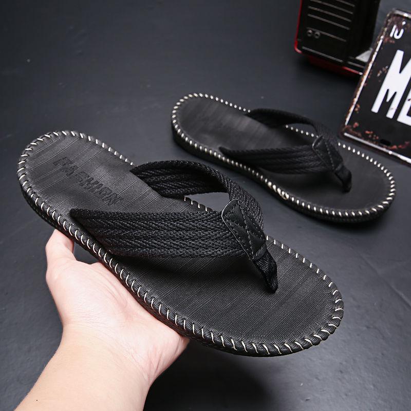 Men Summer Flip Flops Shoes Sandals Male Slipper Flip-flops Fashion Outdoor Non-slip Flat Beach Slides Black Big Sizes