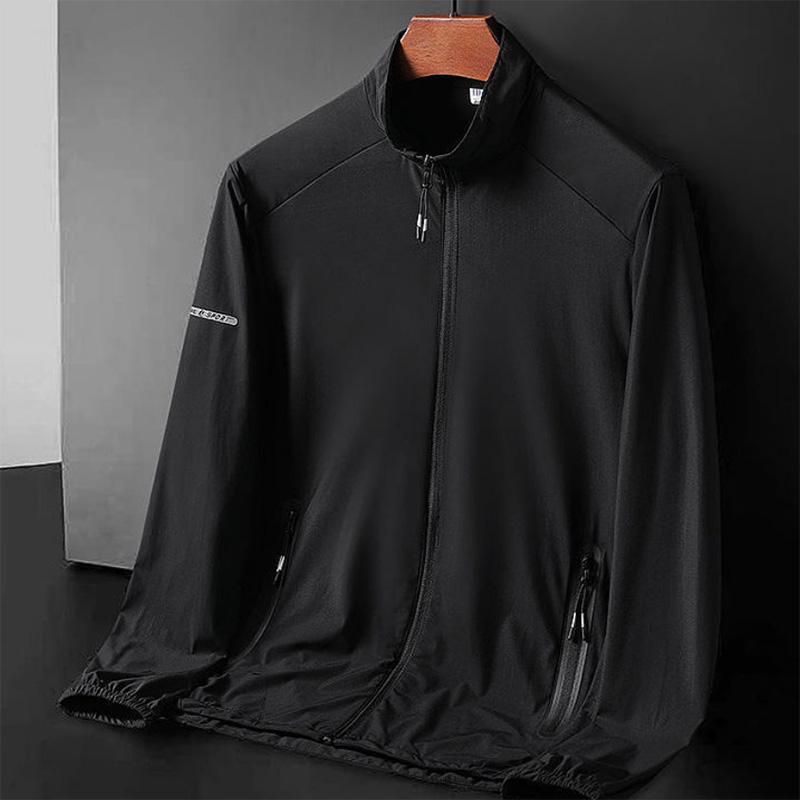 Ultra-thin Summer Jacket Men's Stand-up Collar Quick-drying Sunscreen Sports Single Jacket Summer Soft Ice Silk Men's Jacket Tide