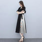 Vintage Stand Collar Ruched Sleeve A-line Dress Women Floral Print Elastic Waist Female Dress Spring