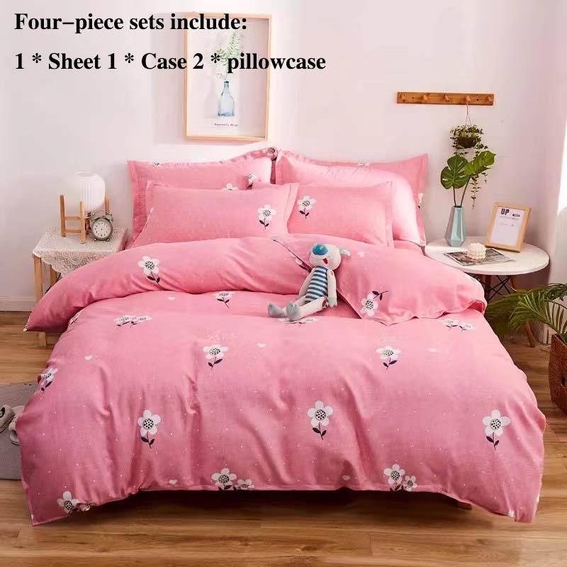 Bed Supplies Grinding Four-piece Thick Twill Bed Single Pillow Package Set Home Bedding 1.8 M 2 Meters Double Bed