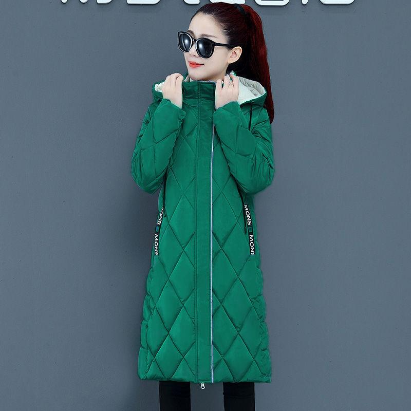 Loose Argyle Hooded Parkas Women Fashion Solid Thick Long Coats Women Elegant Cotton Jackets Female Ladies Winter Jacket