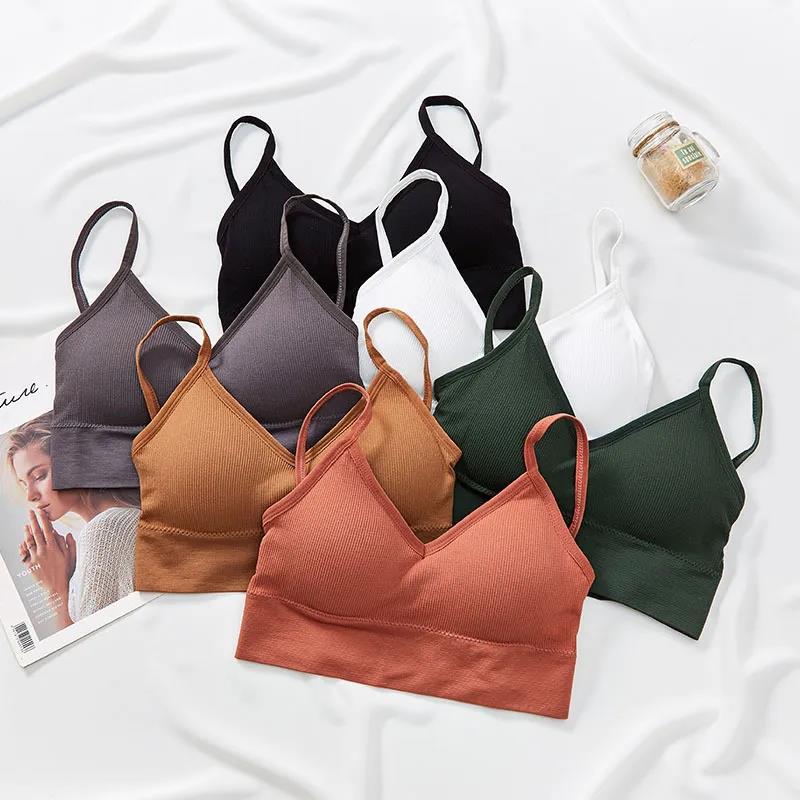 Simple Solid Color Suspender Inside Underwear Cross Style Beautiful Back No Steel Ring Thread Bra Bottomed Vest Bra