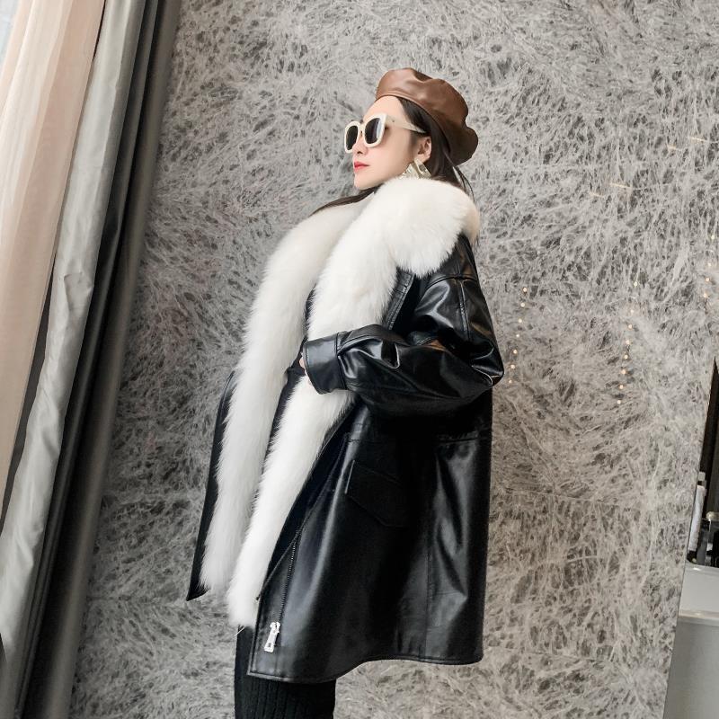 Parkas Women's Mid-length Detachable Full-hair Liner Fur Jacket Leather Fur Jacket