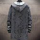 Chinese Calligraphy Print Jacket Men Hooded Windbreaker Spring Casual Loose Coat Soft Comfortable Top Long