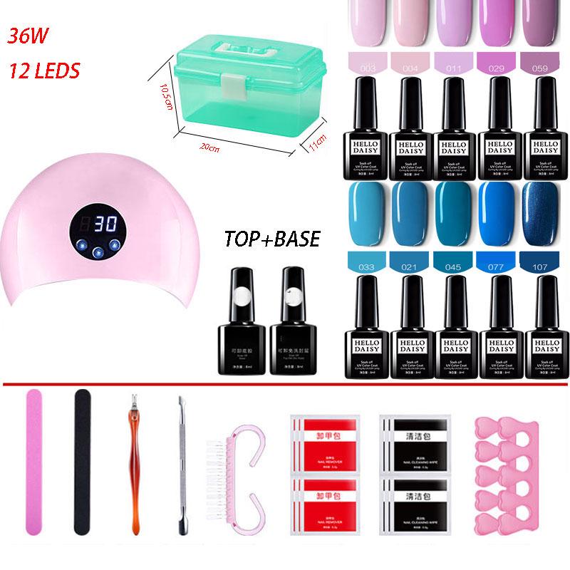 Nail Set 36W UV LED Lamp nail Dryer Nail Gel Polish Kit Manicure Set Nail Art Tools kit