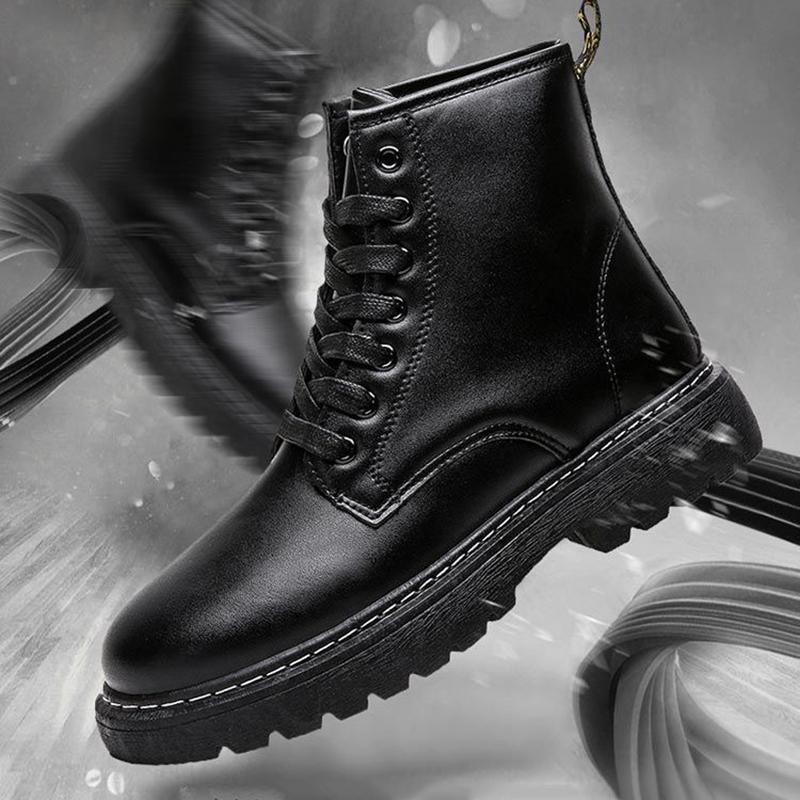 Summer Men's High-top All Black Martin Boots Korean Style All-match Men's Trendy Shoes Non-slip Trend Casual Martin Shoes