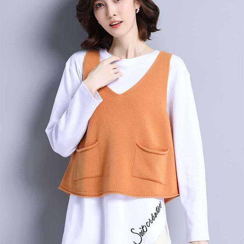 Women's Autumn and Winter Sweater Vest Vest Loose Large Size Short Sleeveless Sweater Outer Wear Vest Women