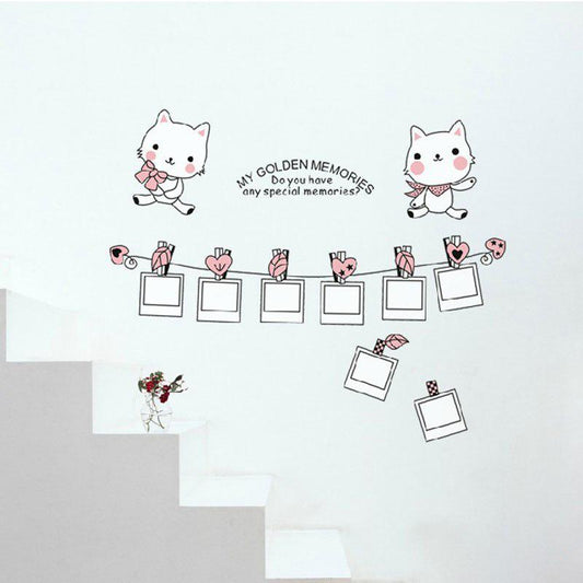 Cute Cat Photo Album Wall Stickers Photo Frame Family Memory Wall Decals Home Decor For Kids Room Nu