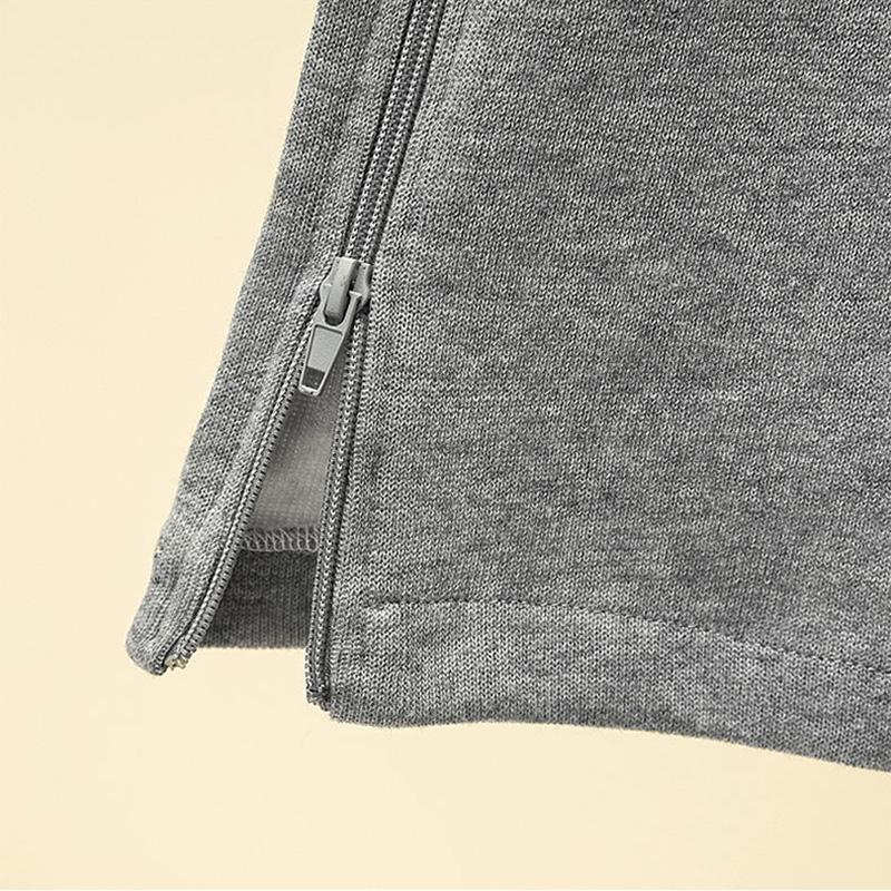 Side Slit Zipper Women Large Size Cotton Skirt with Elastic Waist A-line Skirt with Long Solid Color Sport Style