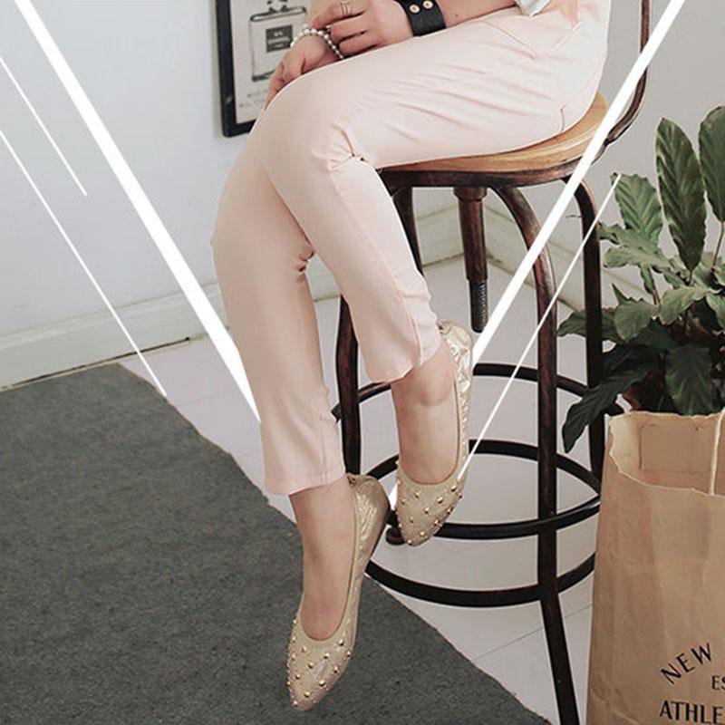 Women's Shoes  Flat Soft Bottom Pointed Egg Roll Shallow Mouth Rivets Casual Flat-heeled Pregnant Mother Korean Low-top Shoes