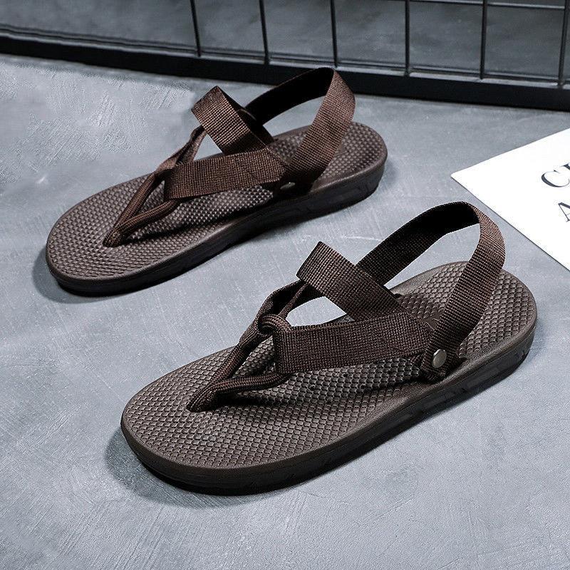 Men Flat Flip Flops Loafer Sandals Shoes Open Toed Slippers Breathable Outdoor Non-slip Beach