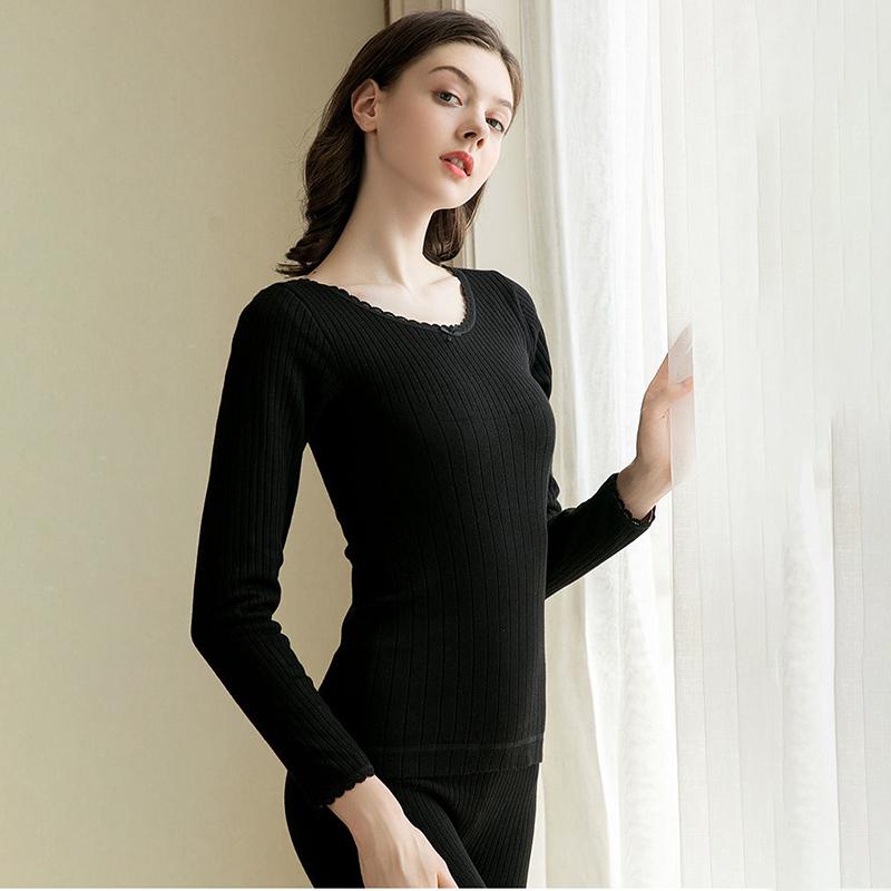 Women Winter Autumn Thermal Underwear Plus Velvet O-neck Female Tight Suit Thicken Windproof Comfortable Soft Lining Long Sleeve High Elasticity Slim